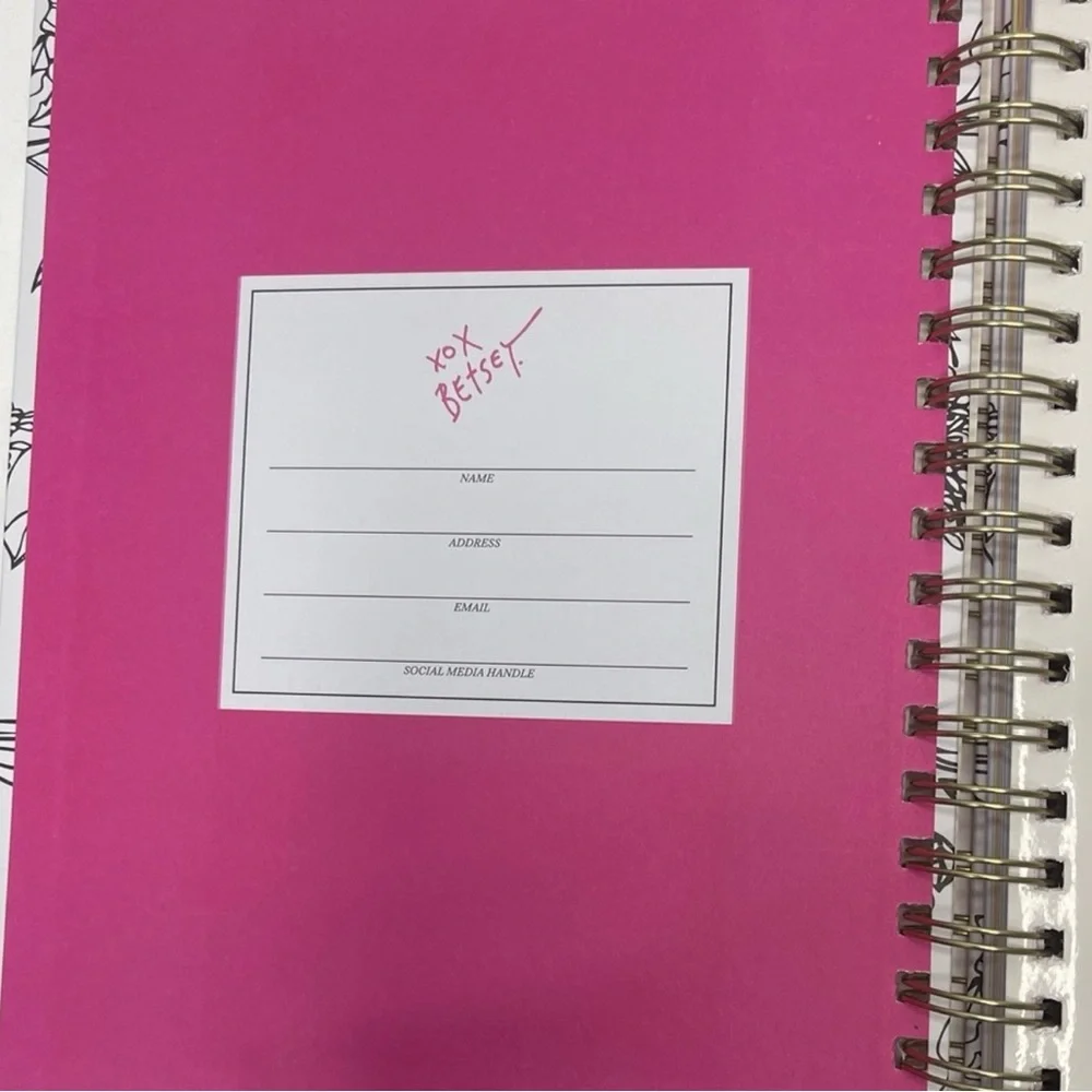 Betsey Johnson White Floral Planner with Hot Pink Spine and Gold Accent